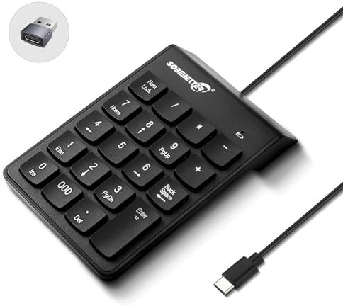 Ruarby Pavé numérique mécanique filaire à 19 touches de type C/USB externe pour ordinateur portable, numéro de clavier, touches de séparation de type C/USB