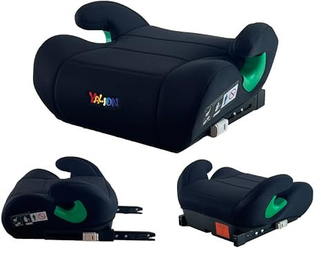 YALION Kindersitzerhöhung ISOFIX Sitzerhöhung Auto Kinder- Kinderautositz i-Size Autositzerhöhung für Kinder von 125-150CM(ca. 6-10 Jahre), 3-Punkt-Gurt, ECE R129 (Black)