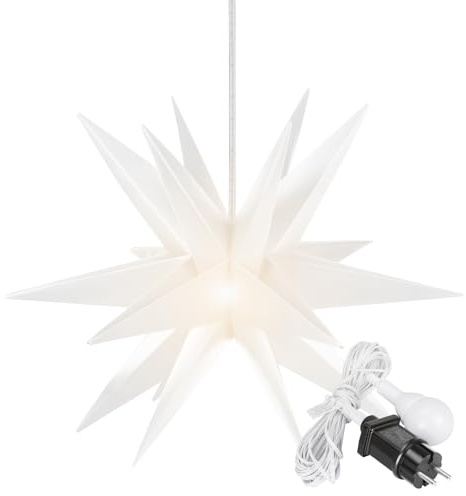 OVILUM Leuchtstern 3D XXL mit LED Beleuchtung | weiß | |Ø 100cm | Stern mit 18 Spitzen | wetterfest | Garten Deko, Wohnzimmer, Weihnachtsdeko | Weihnachtsstern | mit Timer | 7,5m Kabel