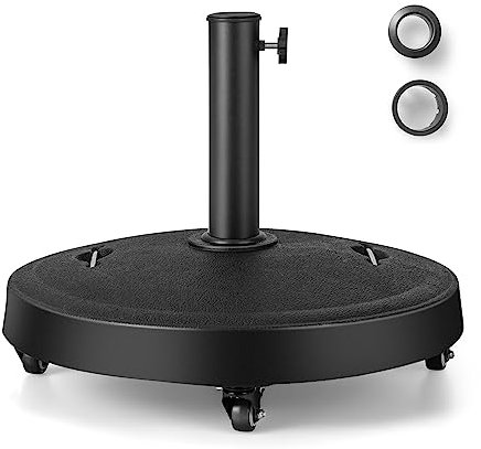 GOPLUS Sonnenschirmständer mit Rollen, Schirmständer für Schirmstöcke 38mm / 48mm, Sonnenschirm Ständer φ 52cm, Sonnenschirm Fuß 23kg, Marktschirmständer Balkonschirmständer schwarz