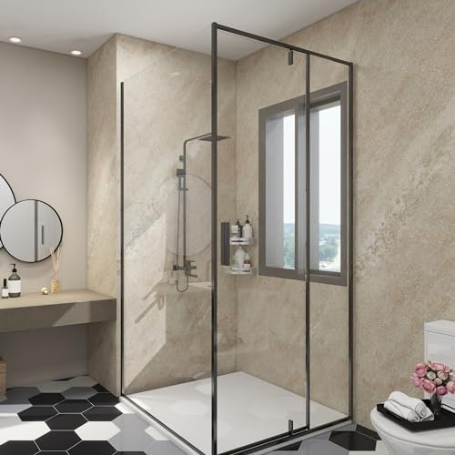 [neu.haus] Set de 4 Panneaux Muraux Décoratifs pour Douche Salle de Bain Toilettes Cuisine Salon Chambre Résistant aux UV Humidité Facile à Coller PVC 120 x 60 cm Beige Cream Stone