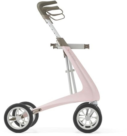 byACRE Carbon Ultralight Rollator - Welt leichtester Carbon Rollator - nur 4,8kg - Für Indoor und Outdoor - Faltbar und leicht in den Kofferraum und mit auf Reisen (Zartrosa, Klassisch)
