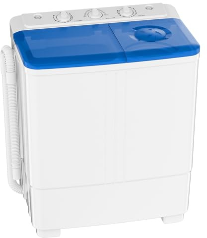 Auertech Portable Washing Machine, 20lbs Twin Tub Washer Mini Compact Laundry Machine with Drain Pump, Semi-automatic 12lbs Washer 8lbs Spinner Combo for Dorms, Apartments, RVs