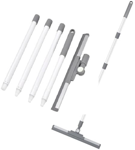 EUIEUT Escoba de Alambre 30cm*170cm, Escoba Exterior con Mango, Escoba Jardin de Cerdas Metálicas Duras con 1 par de Guantes, Cepillo de Alambre Escoba para Jardín Patio Terraza y Calle (36 * 136cm)