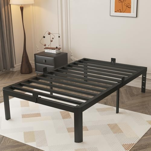 KVLKBV Lit Simple 90 x 200 cm, Cadre Noir avec pattines antidérapantes et Grand Espace de Rangement (41 cm), idéal pour la Chambre à Coucher et la Chambre d'amis