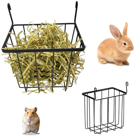 2 PCS Rabbit hay Feeder, Guinea Pig hay Feeder Metal Cage Food Supplies Racks Rabbit Food Holder for Guinea Pig Ferret Chinchilla Bunny Cage Accessories