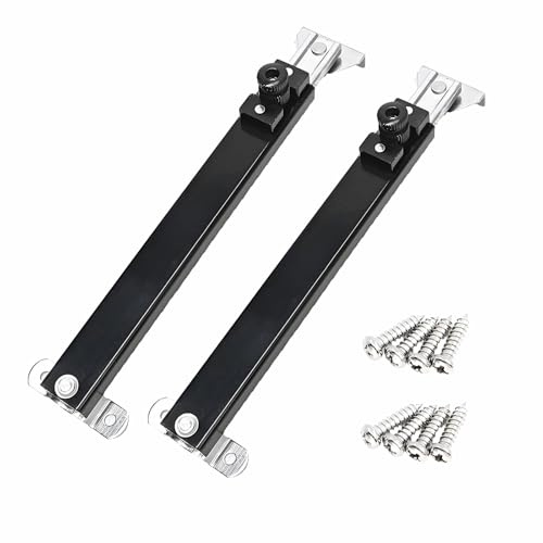 Casement Window Stays, Fireproof Adjustable Support Rod, Black Stainless Steel Hinges, Thickened Design, Enhanced Plating, 6 Fixed Slots, C-04, 1 Pair