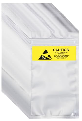 QUARKZMAN 100 Bolsas Antiestáticas 3.1 x 5.9 Bolsa Reutilizable De Protección ESD con Etiquetas para Discos Duros HDD SSD Dispositivos Electrónicos Placas Madre Plata