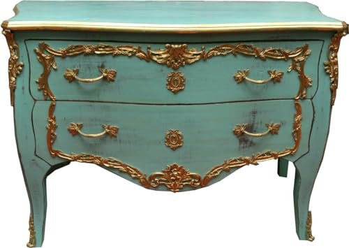 Casa Padrino Comò Barocco Turchese/Oro Stile Antico 130 cm - Fatto a Mano in Legno massello - Edizione Limitata