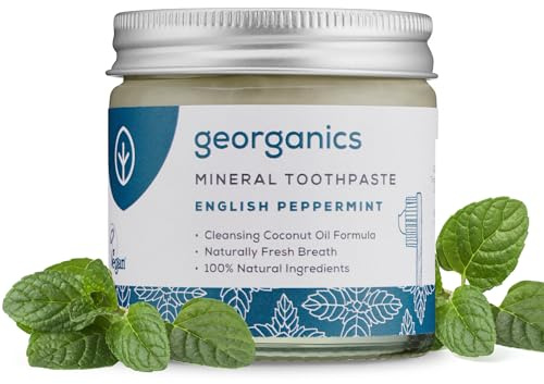 Georganics Whitening Mineral Toothpaste Powder - 120ml - Peppermint - 100% Natural Fluoride Free, SLS Free & Glycerine Free - Stain Removing & Teeth Whitening - Certified Cosmos, Vegan & Cruelty-Free