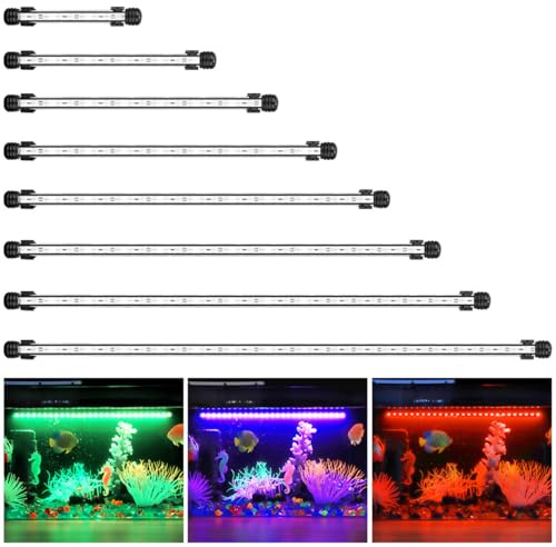 GreenSun LED Luz de acuario Iluminación subacuática Cubierta de luz Impermeable IP68 Lámpara de tanque de peces con control remoto RGB, 33 LEDS 5050 SMD, 58cm, 7.8W