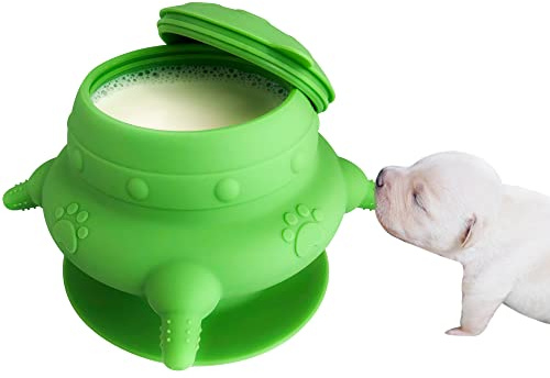 Biberons pour l'allaitement, mangeoires à Lait pour Plusieurs Chiots, Bol à Lait pour Chiot, 4 tétons en Silicone, Bol d'alimentation pour Chatons, Chiots, capacité 240 ML (Vert)