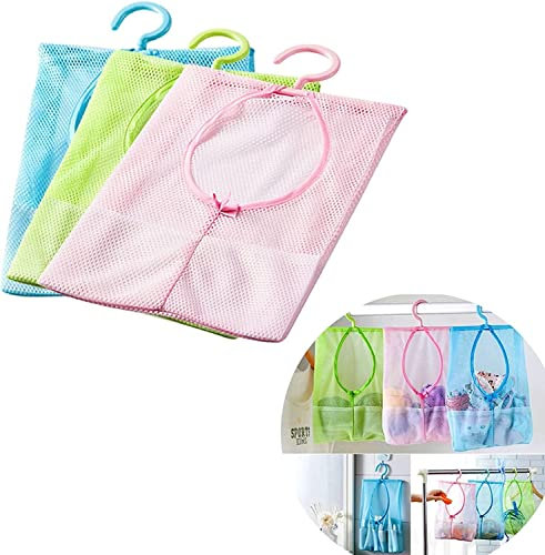 Norhogo 3 piezas de malla colgante almacenamiento bolsa para pinzas de la ropa con colgador, bolsa de malla de almacenamiento colgante para familia para guardarropa cesta