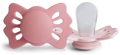 FRIGG Lucky Silikon Schnuller | Symmetrischer Schnuller 2er Pack | BPA-frei | Hergestellt in Dänemark | Cedar/Baby Pink - Größe 1 (0-6 Monate)