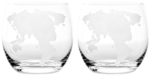 HOMSFOU Transparent Glass Cups Set of 2 Map Printed Drinking Cups for Water Juice and Beverage Use Reusable World Map Glasses for Home Bar Wedding Party and Gift