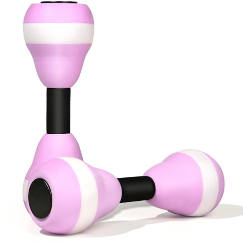 VIDELLY 2 Pieces Water Dumbbells, Aquatic Water Weight for Pool Exercise Fitness Water Aerobic Exercise Resistance Foam Dumbbell Set,Pink