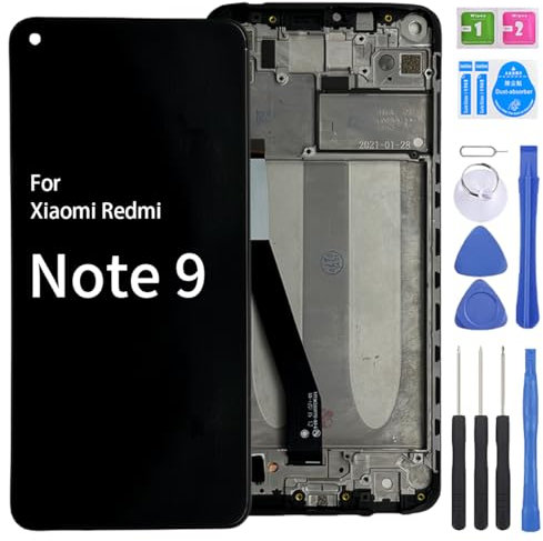 iYAiYO Pantalla LCD Pantalla Digitalizador Pantalla Táctil Recambio Compatible con Redmi Note 9 M2003J15SC, M2003J15SG Pantalla Completa con Marco Negro