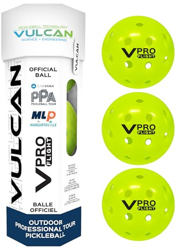 Vulcan | VPRO Flight Outdoor Pickleball | Official Ball of The PPA Tour | Hi-Vis Yellow | 3-Pack