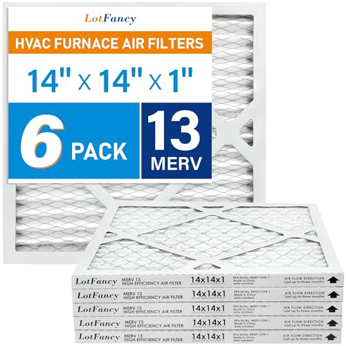LotFancy MERV 13 AC Ofenfilter, 14 x 14 x 1 Luftfilter, 6 Stück plissierte Klimaanlagen-HVAC-Filter (Tatsächliche Größe: 35 x 34 x 1,9 cm)
