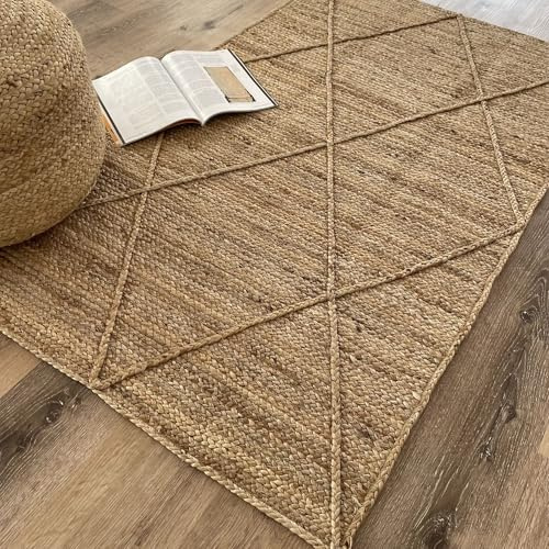 Rita Rugs Home Modern Jute Rug,100% Natural Jute, Artistic Braided Hand Woven Indoor Area Rug for Kitchen, Living Room, Bedroom, Farmhouse - 240cm x 300cm, 8ft x 10ft