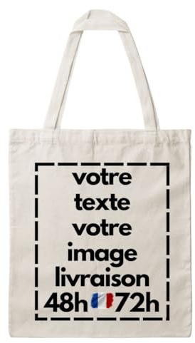 Générique Tote Bag Personnalisable – Sac Cabas en Coton Bio (38x42cm) – Ajoutez Votre Texte, Logo ou Image – Réutilisable & Écologique – Poignées Longues