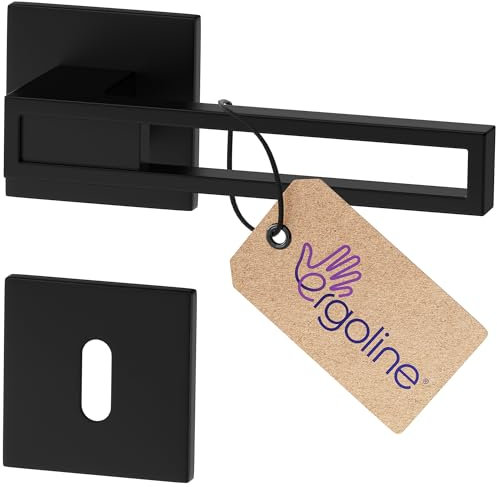 ERGO line Design moderne, poignée de porte noire TOMMY, pour portes d'intérieur à clé, la silhouette ultra-fine, poignée carrée noire mate, garnitures de porte, poignée