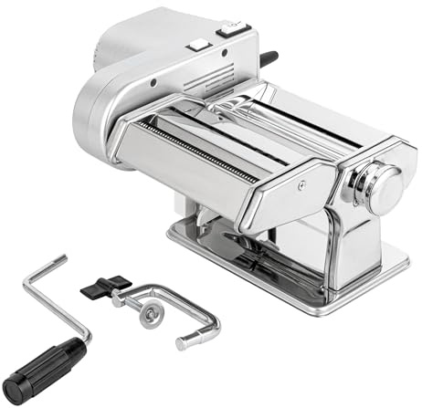Restaurantware Electric Pasta Maker 1 Count 14.6 x 9.4 x 5.7 Inches Stainless Steel Automatic Pasta Machine and Taglierini Roller With Motor, Silver