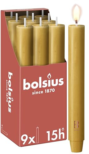 Bolsius, Rustikt Antikljus, 23 Cm, Beige, I Kartong, 9-Pack, Dekorativa Ljus, Innehåller Naturligt Vegetabiliskt Vax, Utan Palmolja