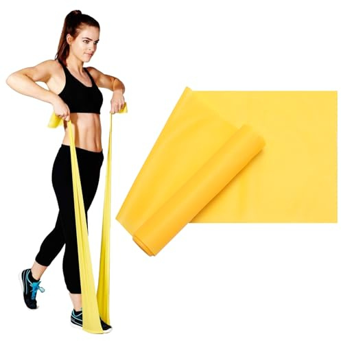 Cinta Elastica Ejercicios 2,5m x 15cm TPE Goma Elastica Ejercicio para Yoga Pilates Estiramiento Rehabilitación y Entrenamiento de Fuerza Bandas Elásticas Fisioterapia y Fitness para Mujer Hombre