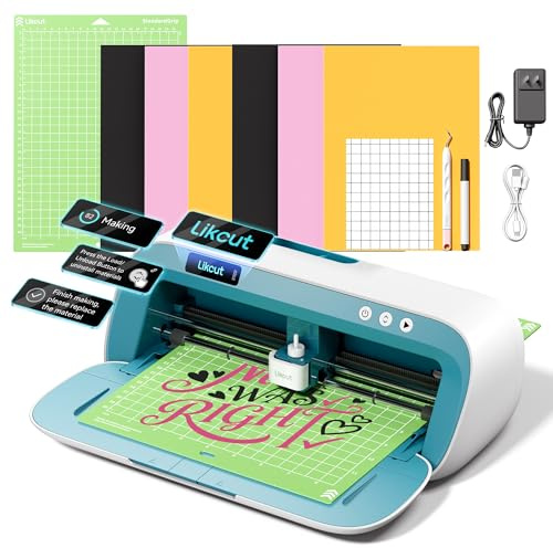 Likcut S41 Plotter da Taglio A4, Starter Kit per Principianti, Macchina per Stickers con Stampa e Taglio, Taglia Vinile, HTV e Cartoncino, Blu
