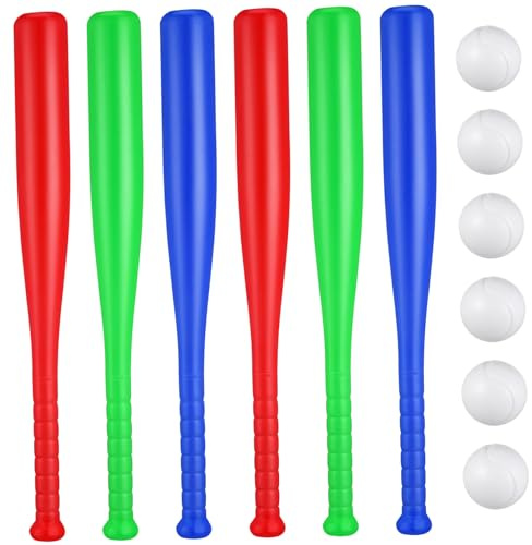 WHAMVOX Jouets De Baseball pour Garçon Et Filles Kit Plastique 6 Pièces Batte Et Balle Jeu Extérieur Activité Parent-garçon Et Filles Jardin