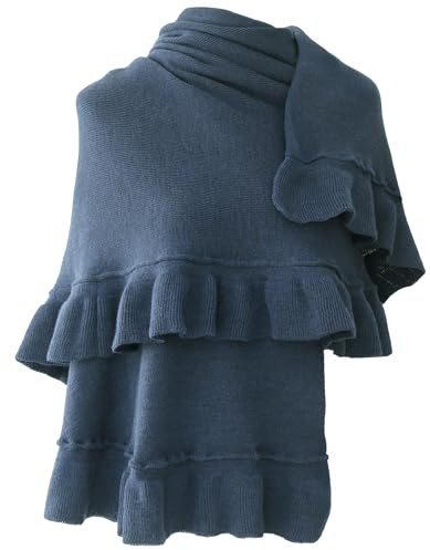 MAPIMANIA - echarpe femme chaude en laine Made in Italy, manteau femme hiver chic, boléro et châle pour robe de soirée et de mariage, cape foulard jean
