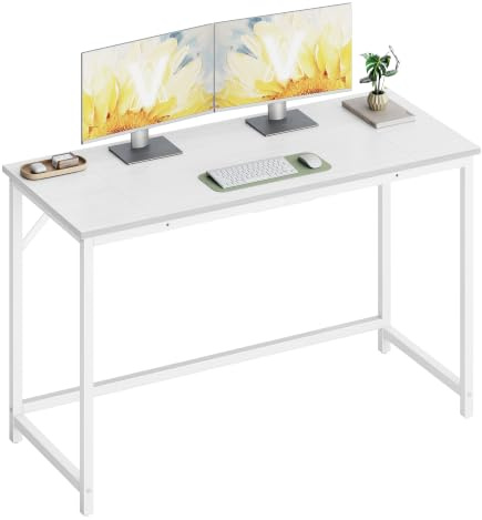VASAGLE Computer Desk, Office Desk, 120 x 50 x 76 cm | For Study, Bedroom, Living Room, Maple White and Matte White, BARNET Collection LWD039W01