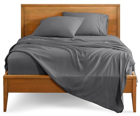 Bare Home Queen Sheet Set - 1800 Ultra-Soft Microfiber Queen Bed Sheets - Double Brushed - Deep Pockets - Easy Fit - 4 Piece Set - Bedding Sheets & Pillowcases (Queen, Grey)