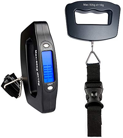 YAGSUW Handheld Digital Luggage Scale with Grip for Travel Portable Electronic Weighing Suitcase and Bag 110Lb/50kg Black