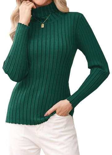 Gyabnw Suéter Mujer Jersey Invierno Sueter Cuello Alto Manga Larga Jersey Elegante Casual Pullover Invierno Mujer Suéter Tejido Suave Básico