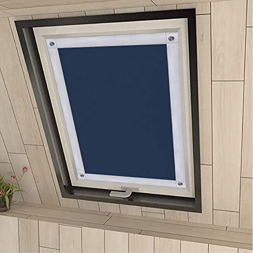 Eurohome 100% Verdunkelung Dachfenster Rollo ohne Bohren Sonnenschutz Verdunkelungsrollo mit Saugnäpfen für Velux-Fenster Dunkelblau 57x100 cm für Y45/045