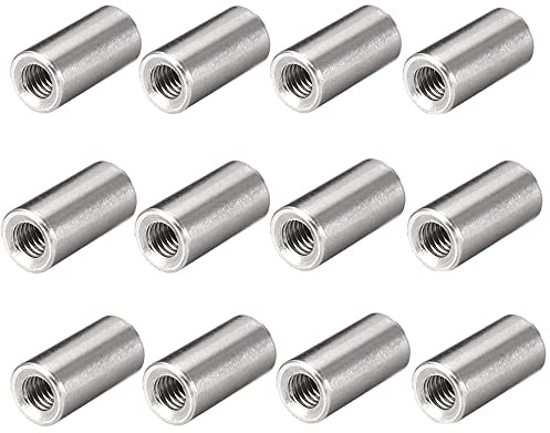 M5 304 Stainless Steel Threaded Sleeve Rod Bar Stud Round Coupling Connector Tube Nuts Silver Tone 20pcs(8 * 15mm/0.31 * 0.59in)