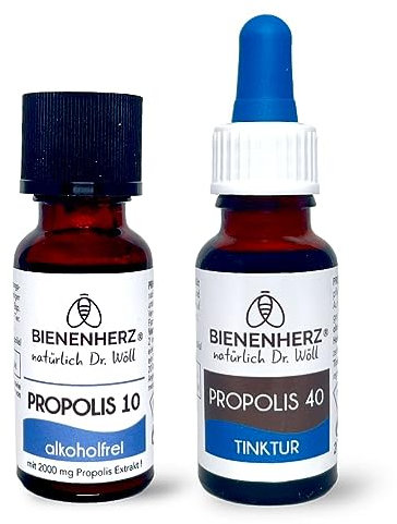 Vorteilsset Zahnpflege | Propolis Tinktur (40%) zum Tupfen & Propolis Lösung (10%) zum Mundspülen |2 x 20ml | Pipette & Tropfer | ohne PAKs | von Imker Dr. Wöll