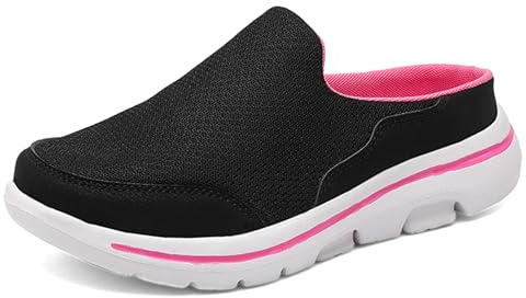 SMajong Slip on mules dam herr trädgård träskor bekväma andningsbara nättofflor damer strandsandaler rygglösa skor inomhus utomhus, En svart ros röd, 39.5 EU