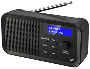 Radio DAB, DAB+FM Digitalradio, Tragbares USB Wiederaufladbares Digitalradio 2500mAh, 40 Voreingestellte Sender, LCD Display, KopfhöReranschluss, Geeignet für Wohnzimmer Arbeitszimmer KüChe Reisen