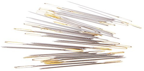 Lot de 30 aiguilles à broder à la main pour point de croix - Grand chas - Doré - Taille 26