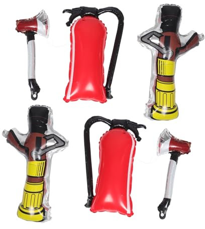 Kisangel 6pcs Inflatable Fire Extinguisher Ball for Fire Fighting Party Decorations Includes Axe for Birthday Boy Carnival Emergency Rescue Theme