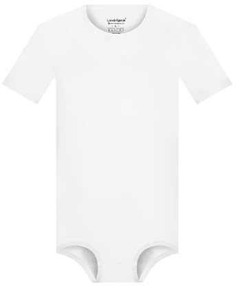Landofgenie Mens Short Sleeve Bodysuit Pajama Bodysuit One Piece Pajamas Rompers Basic Onesie Crotch Snap Shirts