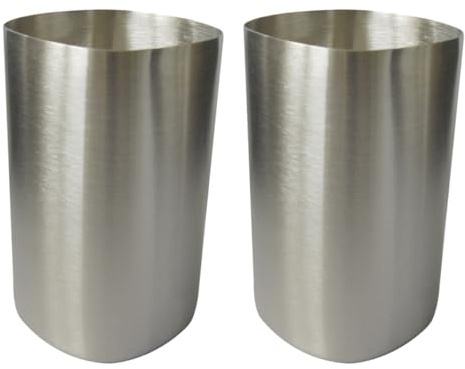 Ciieeo 2-Pack Stainless Steel Toothbrush Cup, Silver Bathroom Tumbler for Mouthwash, Lightweight Metal Water Mug for Men Women Students, Square Round Mouth Drinking Beaker, 2.44 X 4.33 Inches