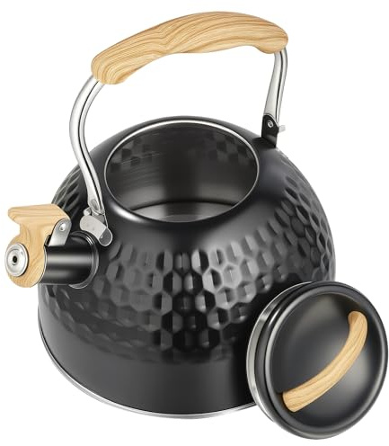 Stainless Steel Whistling Tea Kettle 3 L Tea Kettle Stovetop Teapot Hot Water Kettle with Whistle Spout, Fast Boiling, Living Electric Kettle Stove Top Food Grade Coffee Milk Tea Pot Folding Handle