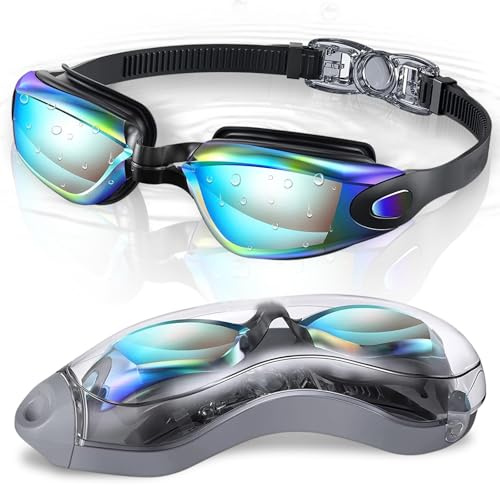 R&B Sports & Leisure Swimming Goggles, Anti-Fog UV Protection, Adjustable Silicone Strap, Clear Vision, No Leaking, Black Swimming Goggles For Teens and Kids