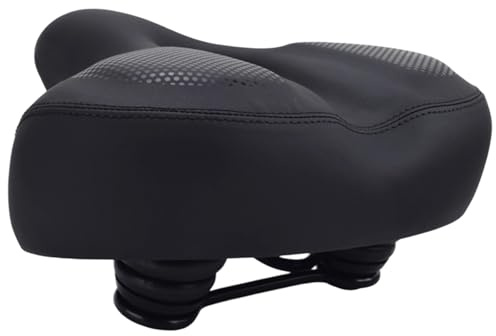Sella da bicicletta per uomo e donna, comoda, morbida, ammortizzante, traspirante, ergonomica, impermeabile, larga, trekking, mountain bike, e-bike, per tutti i terreni, 25,5 x 27 cm (nero)