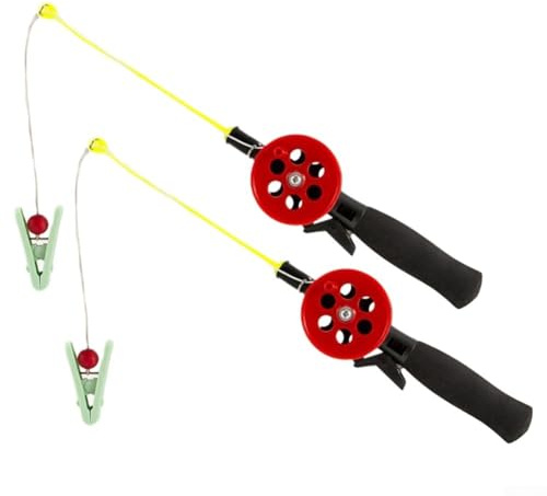 Besttoolifes Juego de cangrejo y caña de pescar para niños con cañas de langosta de plástico, compatible con camarones con pesca de cangrejo, mini caña de pescar en hielo con carrete de nailon, 45 m