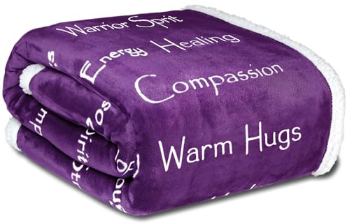 WOLF CREEK BLANKET - Compassion Blanket (Brand)- Strength Courage Super Soft Warm Hugs, Get Well Gift Blanket Plush Healing Thoughts Positive Energy Love & Hope (Purple, 50 x 65 Sherpa)